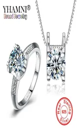 YHAMNI Luxury Original 925 Sterling Silver Jewelry Wedding Sets Top SONA CZ Zirconia Jewelry Ring Collar Accesorios Sets TDZ0371202906