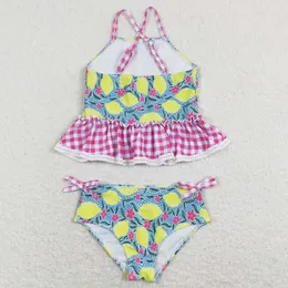 Hot Sale Baby Girls Swimsuit Flower Print Cute Kids Designer Clothes Girls Swimwear 2pcs Sets Boutique Summer Girls Swim Clothes