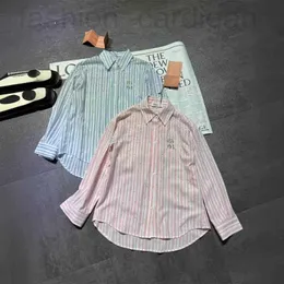 Women's Blouses & Shirts Designer 2024 Spring Spring Fashion and Elegance Versatile Hot Dip Diamond Bead Letter Stripe Long sleeved Shirt Y6IJ