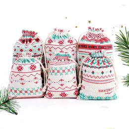 Gift Wrap 10pcs Printed Drawstring Bag Cosmetics Jewelry Storage Party Christmas Wedding Candy Packaging Reusable