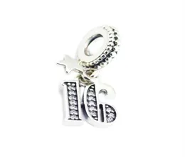 16 birthday charms number dangle 925 sterling silver fits original style bracelet 797261CZ H811042356529438