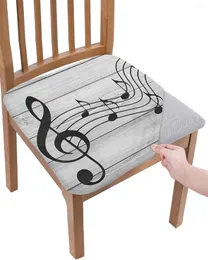 Chair Covers Wood Grain Musical Black Note Seat Cushion Stretch Dining 2pcs Cover Slipcovers For Home El Banquet Living Room