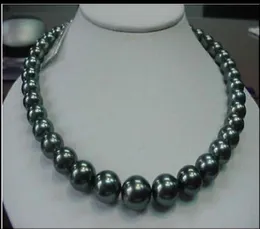 Fine Pearl Jewelry 18quot 1214 mm Natural Tahitian Black Round Pearl Naszyjnik 14K3935225