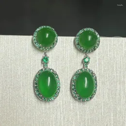 Brincos que brigam Bilincolor Moda Brincho de pedra verde fofa para mulheres