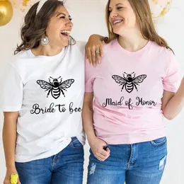 Women's T Shirts Bride To Bee Tops Funny Y2k Graphic Blouses Maid Of Honor Tees Bridal Wedding Hen Party T-Shirt Women 2024 Aesthetic
