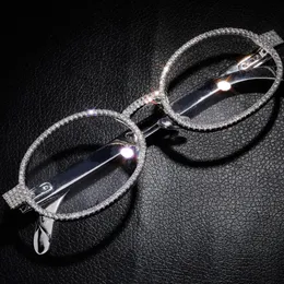 Wholeffull Crebres Metal Frame okulary złote srebrne szklanki bling dla mężczyzn Kobiety Bling Rapper Jewelry4878879