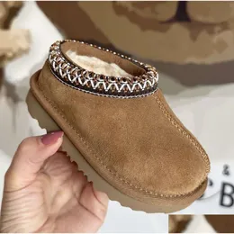 Boots austrália crianças criança tasman ii chinelos tazz sapatos para bebês slides de peles castanhas cisalhas de cisalhamento clássico trá mini bota de inverno m otc9a