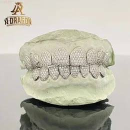 커스텀 Bule Yellow VVS Moissanite 힙합 Grillz 상단 및 하단 6 10k 14K 18K Gold Natural Iced Out Grillz