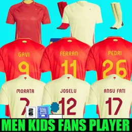 24 25 축구 저지 Morata Ferran Asensio 2024 Euro Cup 스페인 국가 대표팀 축구 셔츠 2025 남자 아이들 키트 홈 어웨이 Camisetas Espana Rodri Olmo
