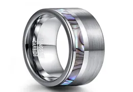 Alyanslar 8mm Natural Abalone Kabuk Tungsten Karbür Yüzük Gümüş Renk Mat Yüzey Promise Takı Nişan Erkekler Anillos18236863