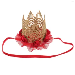 Bandanas 1st Birthday Crown Crown Leass Glitter Rose Flower Tulle Cake Cake Po Prop for Formsival Party