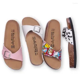 Slippers Summer Buckle Cork Women Flip Flops Unisex Beach Sandals Lady Flat Bttened Slides на открытые повседневные туфли Большие 35-45