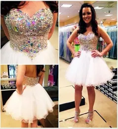 2022 Short Dresses For Prom White Tulle Cute For Girls Crystals Dresses Cheap Homecoming Dressed Pageant Dress7084962