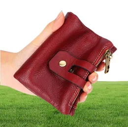 Brieftaschen 2021 echte Lederfrauen Wallet Wallet Slim Münze Geldbörse Frauen kleiner Doppel Reißverschluss RFID Walet Card ID für Mädchen Geldbeutel DE4835490