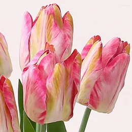Dekoratif Çiçekler 5 PCS Tek Şube Pu Tulip Duygu Dokunma Yapay Çiçek Dekorasyonu Düğün Ana Masa Vazo Sahte