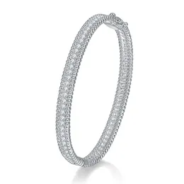 تمرير اختبار Iced Out Bling VVS Moissanite Bracelet White Gold Plated 925 Sterling Silver Full Moissanite Diamond Tennis Bangle