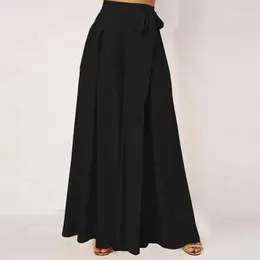 Women's Pants Women Skirt Wide Leg Lace-up Bow High Waist Trousers Loose Solid Color A-Big Hem Deep Crotch Casual Female Clothes