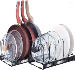 Küchenspeicher Ajswish -Töpfe und Pfannen Organizer Erweiterbares Topfstange für den Schrankdeckelhalter mit 12 einstellbaren