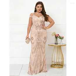 Lässige Kleider Frauen 2024 Sommer Vestido de Festa Elegant Off Schulter ärmellosen Gold Pailled Kleid Cocktail Abnahmeberechnung Lang