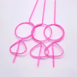 Disposable Cups Straws Loop Reusable Party Favors Drinking Suckers Rose Red Twisted For Kids Carnival Bar Restaurant