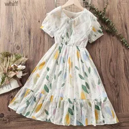 Girl's Dresses Girl Dresses Summer Girls Floral Chiffon For Kids Clothes Baby Outfits Short Sleeve Teenagers Children Costumes 4 5 6 8 9 10 12 Years C240413