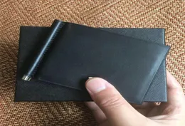 Klassisk designer plånbok med kreditkortshållare svart äkta läder pengar klipp tunt id -kort för resemannen metallvinge3474020