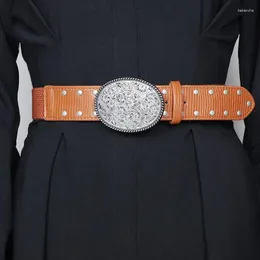 Pasy damskie moda vintage skórzana elastyczna gorset żeńsko -cummerbund płaszcz z paska sukienka zmniejszanie szeroki pasek J179