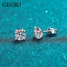 Серьги-грибы Geoki Pt950 Platinum Total 1-4 CT Round Perfect Cut Toder Diamond Test D Цвет VVS1 Моассанит Модные украшения