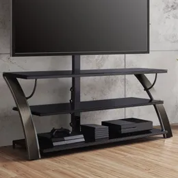 3-in-1 Flat Panel TV-Ständer für Fernseher bis zu 65 "Holzkohle Möbelschranktisch unterstützt Wohnzimmer Fernseher Stand Home