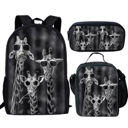 HUGS IDEA Kids Backpack & Lunch Tote Set - Giraffe Family Design, 2-Piece School Bag For Boys & Girls - View #7