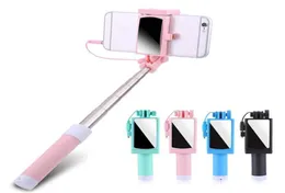 Mini Gift Wirecontrolded Take the Mirror Selfie Stick Stand Stand Textable Handheld Selfportrait Holders for Smart Phone8661389