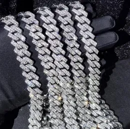 15mm Micro Pave Prong Cuban Chain 목걸이 패션 힙합 Full Iced Out 남자를위한 Rhinestones 쥬얼리 여성 5219193