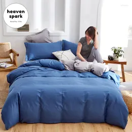 Bedding Sets A/B Side Soft Soild 100 Cotton Duvet Cover Set Natural With Quilt Cover/Flat Sheet/Bedspread/Pillowcase For 150 Bed