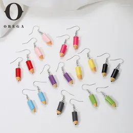 Dangle Earrings Obega Summer Cute Pencil Shaped Drop For Women Colorful Color Resin Hook Clip Unique Sweet Daily Body Jewelry