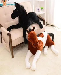 Bookfong 1pc Simulation Animal 70x40cm Horse Plush Toy Brone Horse Doll for Birthday Gift LJ2011261601405