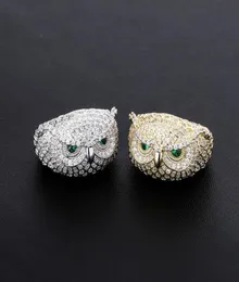 Iced Out Owl Gold Ring Fashion Silver Mens Stones Rings Hip Hop Jewelry2425298