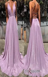 Charming Spaghettraps Long Blackless Lavender Prom Dress 2019 lantejoulas completas vneck ruffles notury party vestido de festa vestidos BC1724491809