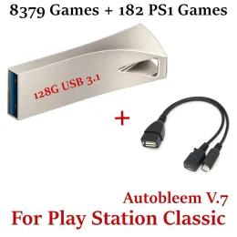 Aksesuarlar 128 GB Flash Drive Udisk PlayStation Classic 8379 Oyunlar + 182 PS1 Oyunlar Mikro USB OTG Kablosu ile Oynat