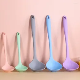 Colheres de alça longa alça de silicone colher de macarrão grande ramen colheres de sopa de panela escada de escada de escada Kawaii utensílios de cozinha japoneses