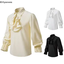 Men's Dress Shirts British Shirt Court Ruffled Lace Retro Casual Blouse Loose Long-sleeved Halloween Cosplay Stage Costume Medieval Top
