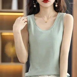 Women's Tanks SZDYQH Summer Cotton Tank Tops Base Wild Short Paragraph Loose Solid Vest Female Outerwear Knit Pullover Top