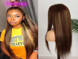 Malezyjskie ludzkie włosy 4 27 koronkowa przednia peruka jedwabista prosta 427 kolor 13x4 peruki Virgin Hair Produkty 1028 cali regulowane 88824154