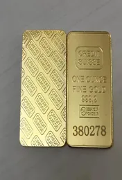 10 PCS Non Magnetic Credit Suisse Ingot 1oz Gold Motated Bullion Bar Swiss Souvenir Coinギフト50 x 28 mm異なるシリアルlase3925869