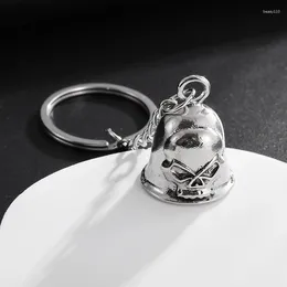 Keychains Retro Gothic Hell Skull Ghost Head Bell Keychain Men's Motorcycle Rider Exorcism Amulet Accessories