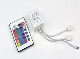 24 nycklar Dual Connectors Output IR Remote RGB Controller DC12V 2 Ports Dimmer för 3528 5050 3014 SMD RGB LED -strip Light Control8052288