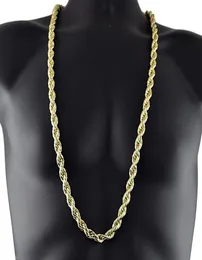 8mm Thick 76cm Long Solid Rope ed Chain 24K Gold Silver Plated Hiphop ed Chain Necklace For mens5292128