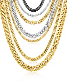 Fashion Wholale Women Men Necklace Jewelry Custom 16 Inch 10mm Gold Plated Stainls Steel Cuban Link Chain Necklace9155764