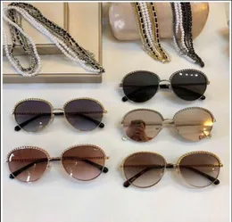 Tam 2184 altın gri gölgeli güneş gözlükleri zincir kolye güneş gözlükleri kadın moda tasarımcısı güneş gözlüğü gafas ile b1440785