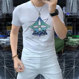 جديد 2024 Fashion Men's T-Shirt قصيرة الأكمام مصممة من الرجال T-Shirt الفاخرة Luxury Late Hot Drill Letter عالية الجودة أعلى من قميص T-Shirt Tops Tops Size M-5XL