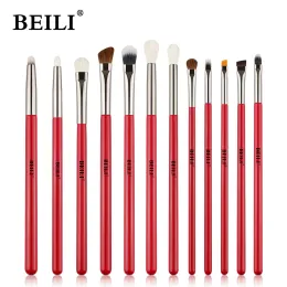 Sats Beili Red Eye Makeup Brush Set get Hår ponny hår Syntetiskt hår Ögon Shadow Blending Makeup Brush Set Professional